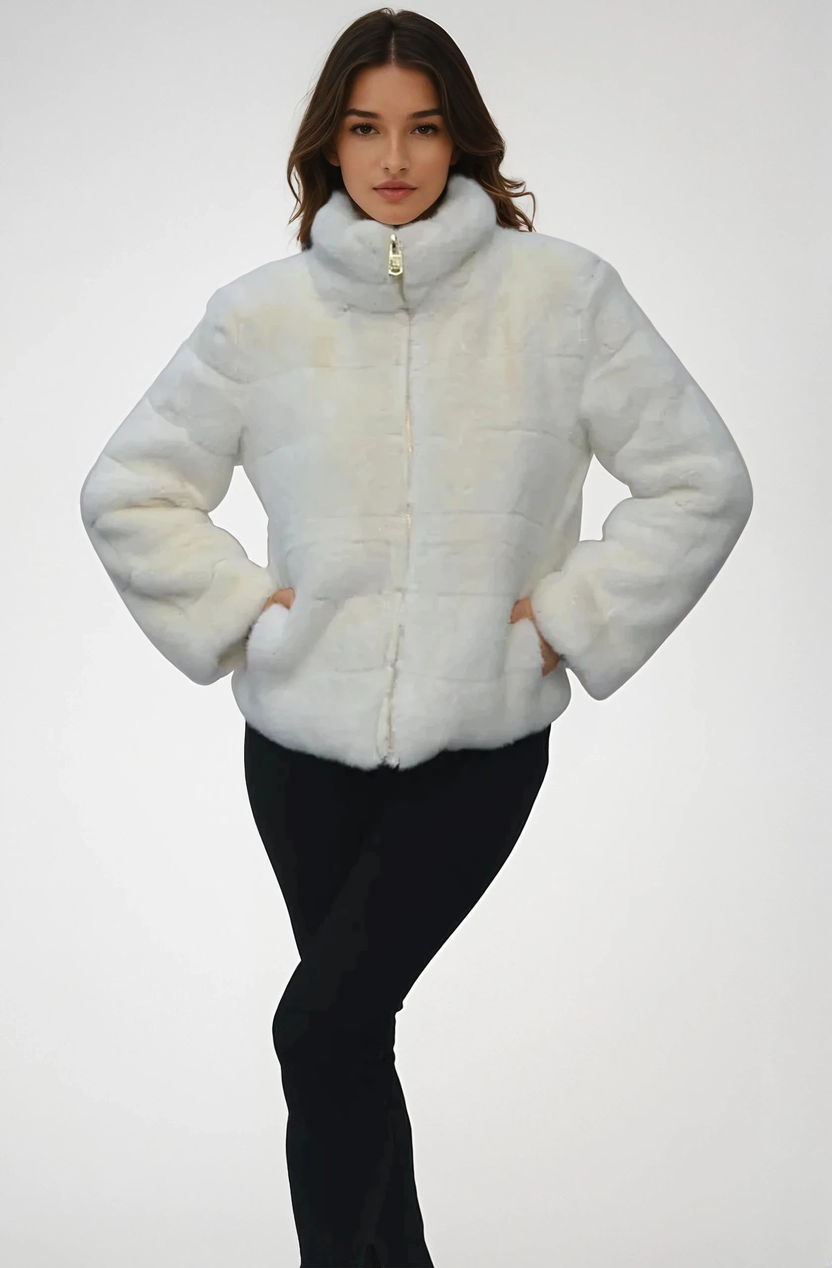 【U LAN】Milky Two Way Soft Fur Jacket Milky Two Way Soft Fur Jacket - ULAN | 60% - Asian Fashion